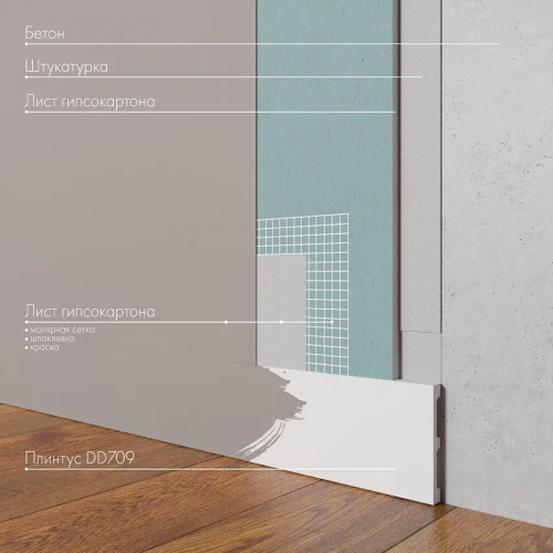 Плинтус напольный DD709 из полистирола Decor-Dizayn